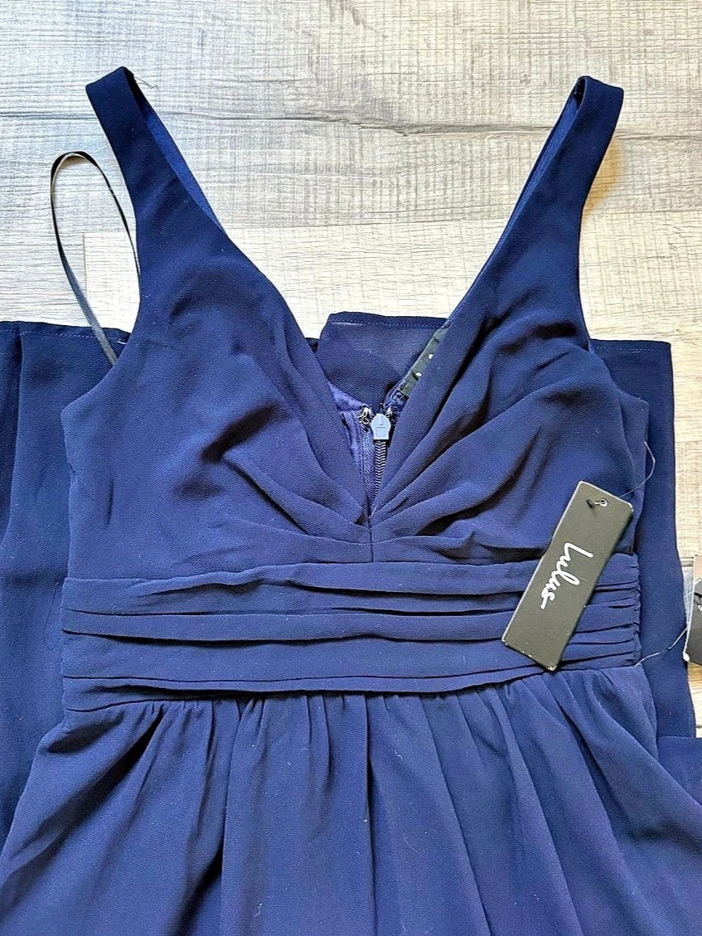 Lulus Navy Ruched Maxi Dress Size XS NWT